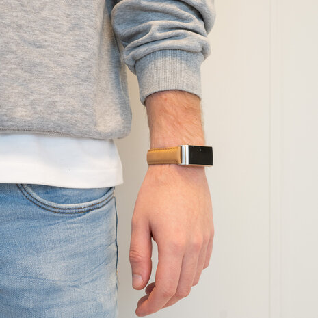 Bandz Bandz Bracelet cuir véritable Fitbit Charge 3 (marron)