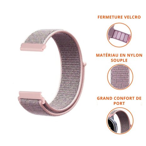 Strap-it Strap-it Bracelet nylon Huawei Watch GT 3 42mm (rose sable)