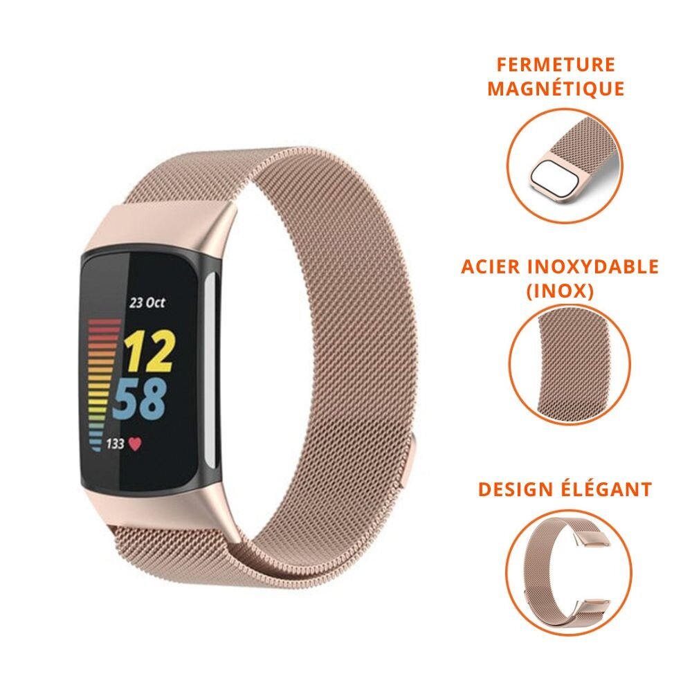 Strap-it Strap-it Bracelet Milanais Fitbit Charge 5 (champagne) Strap-it Strap-it Bracelet Milanais Fitbit Charge 5 (champagne)