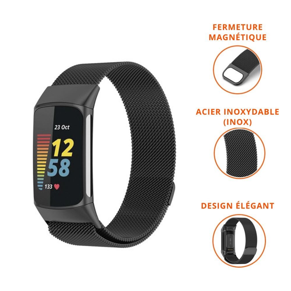 Strap-it Strap-it Bracelet Milanais Fitbit Charge 5 (noir)