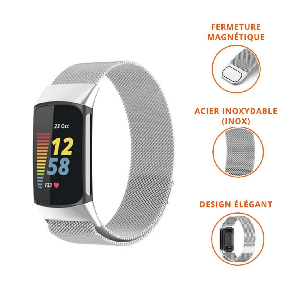 Strap-it Strap-it Bracelet Milanais Fitbit Charge 5 (argent)