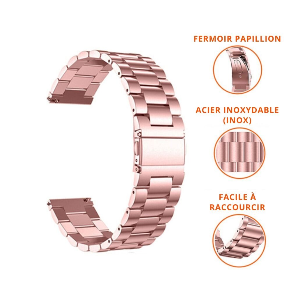 Strap-it Strap-it Bracelet acier Samsung Galaxy Watch 5 - 40mm (rose) Strap-it Strap-it Bracelet acier Samsung Galaxy Watch 5 - 40mm (rose)