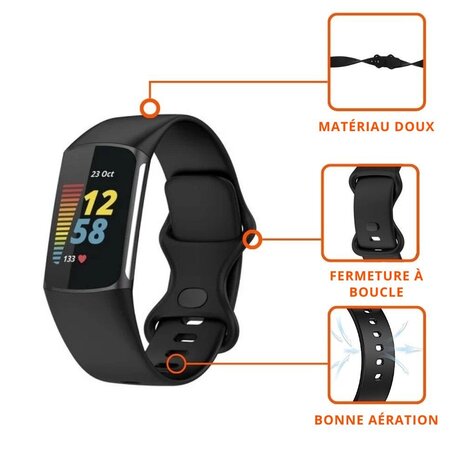 Strap-it Strap-it Bracelet silicone Fitbit Charge 6 (noir)