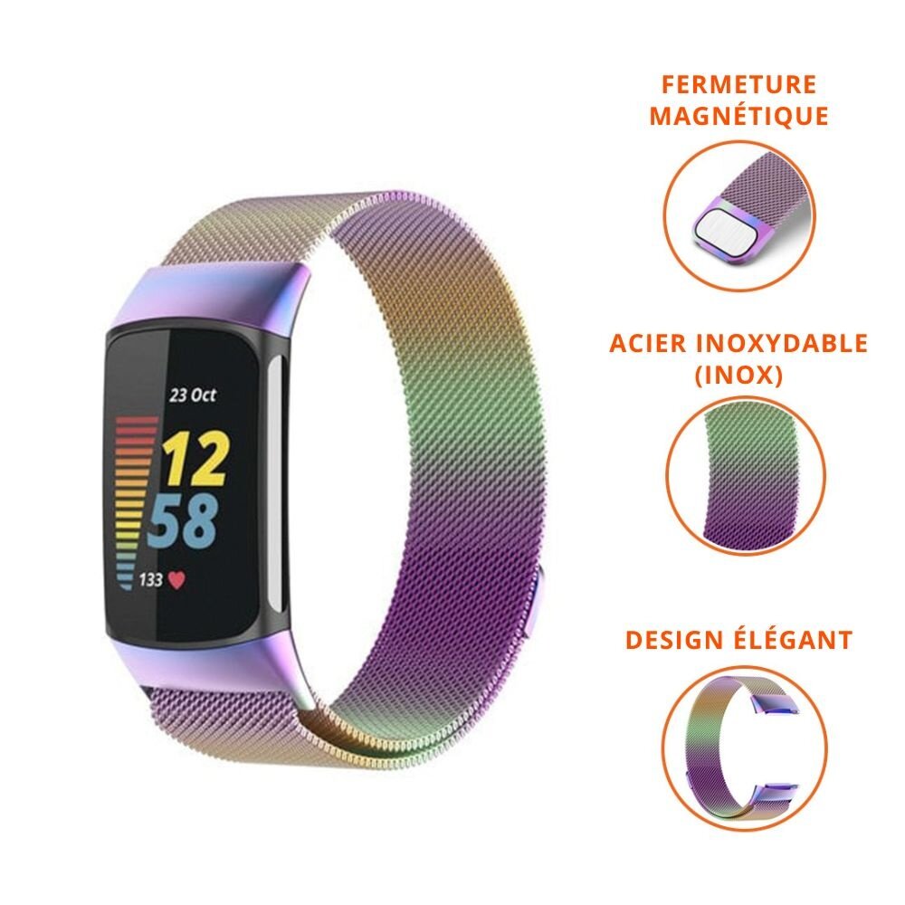 Strap-it Strap-it Bracelet Milanais Fitbit Charge 5 (arc-en-ciel) Strap-it Strap-it Bracelet Milanais Fitbit Charge 5 (arc-en-ciel)