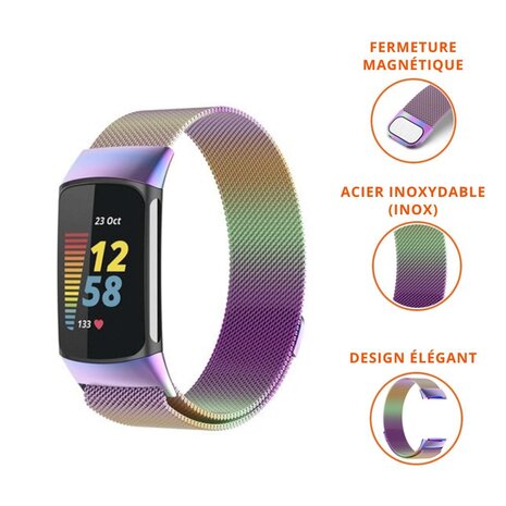 Strap-it Strap-it Bracelet Milanais Fitbit Charge 5 (arc-en-ciel) Strap-it Strap-it Bracelet Milanais Fitbit Charge 5 (arc-en-ciel)
