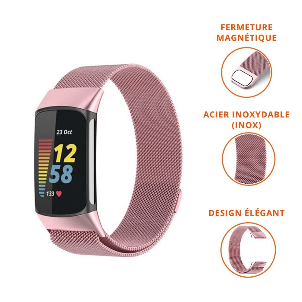 Strap-it Strap-it Bracelet Milanais Fitbit Charge 5 (rose)