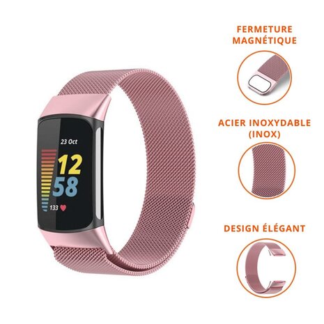 Strap-it Strap-it Bracelet Milanais Fitbit Charge 5 (rose)