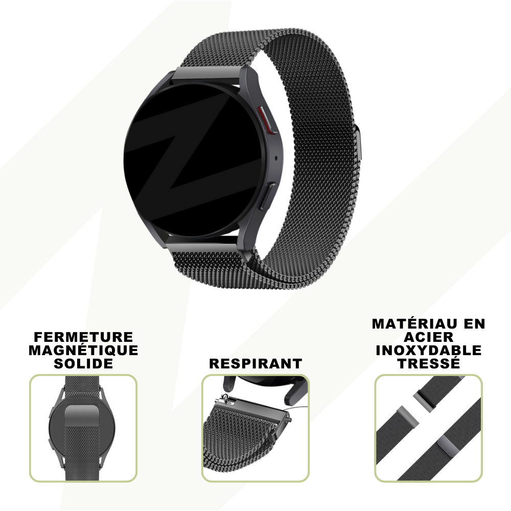 Bandz Bandz Bracelet milanaise loop Amazfit Bip 5 (noir) Bandz Bandz Bracelet milanaise loop Amazfit Bip 5 (noir)