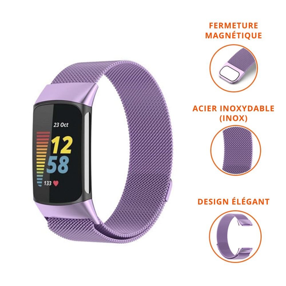 Strap-it Strap-it Bracelet Milanais Fitbit Charge 5 (violet clair)