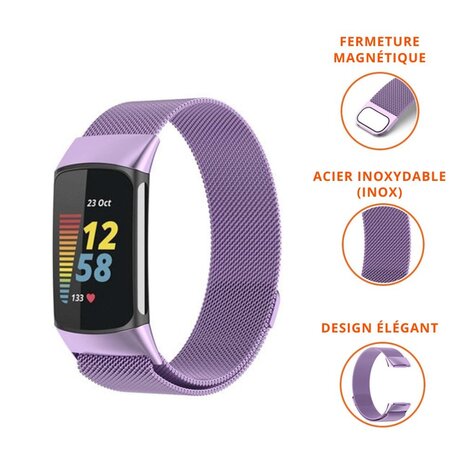 Strap-it Strap-it Bracelet Milanais Fitbit Charge 5 (violet clair)