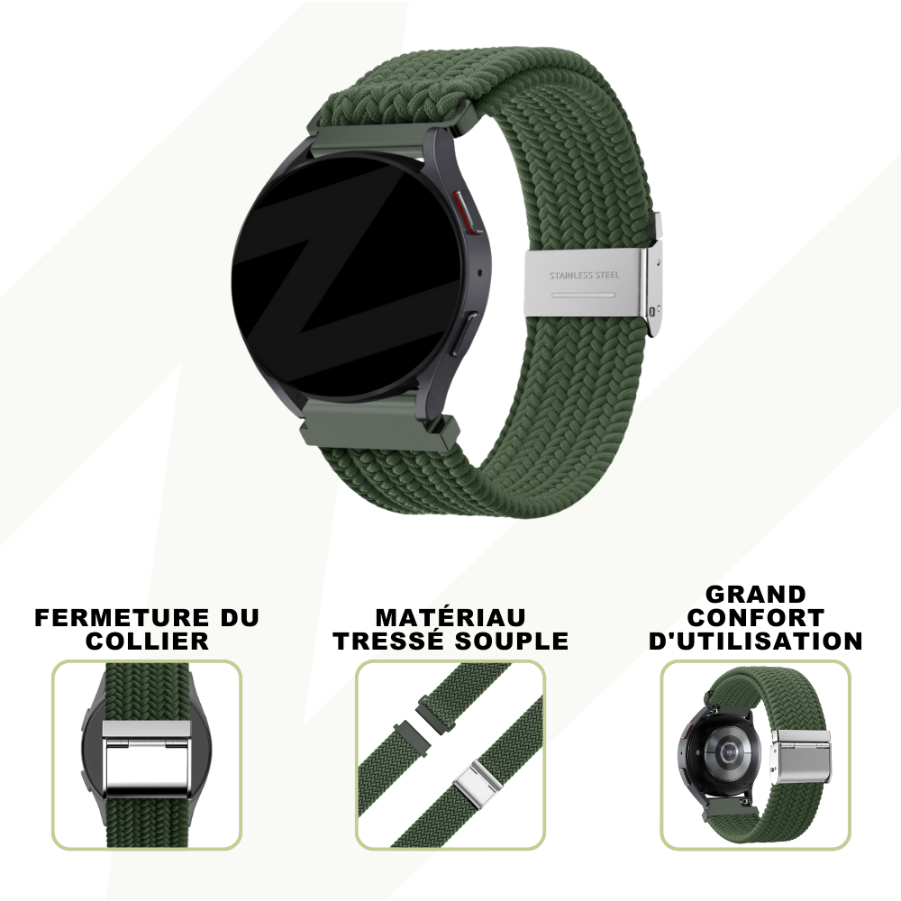 Bandz Bandz Bracelet nylon tressé Realme Watch 2 (Pro) (vert olive)