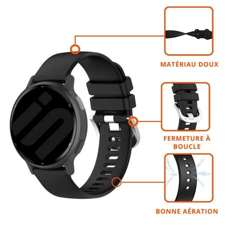 Strap-it Strap-it Bracelet silicone classique Garmin Forerunner 255 (noir)