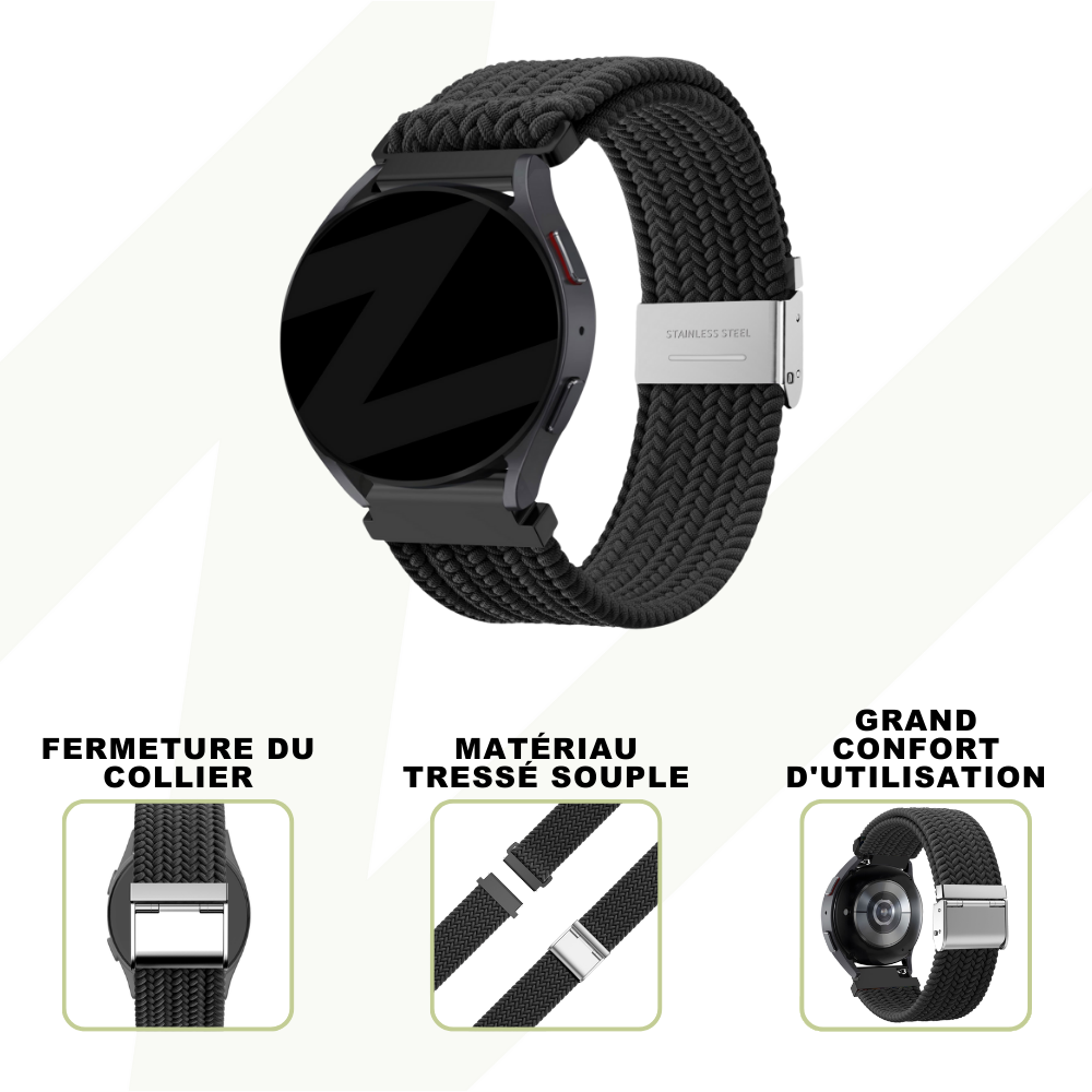 Bandz Bandz Bracelet nylon tressé Xiaomi Watch S4 (noir)