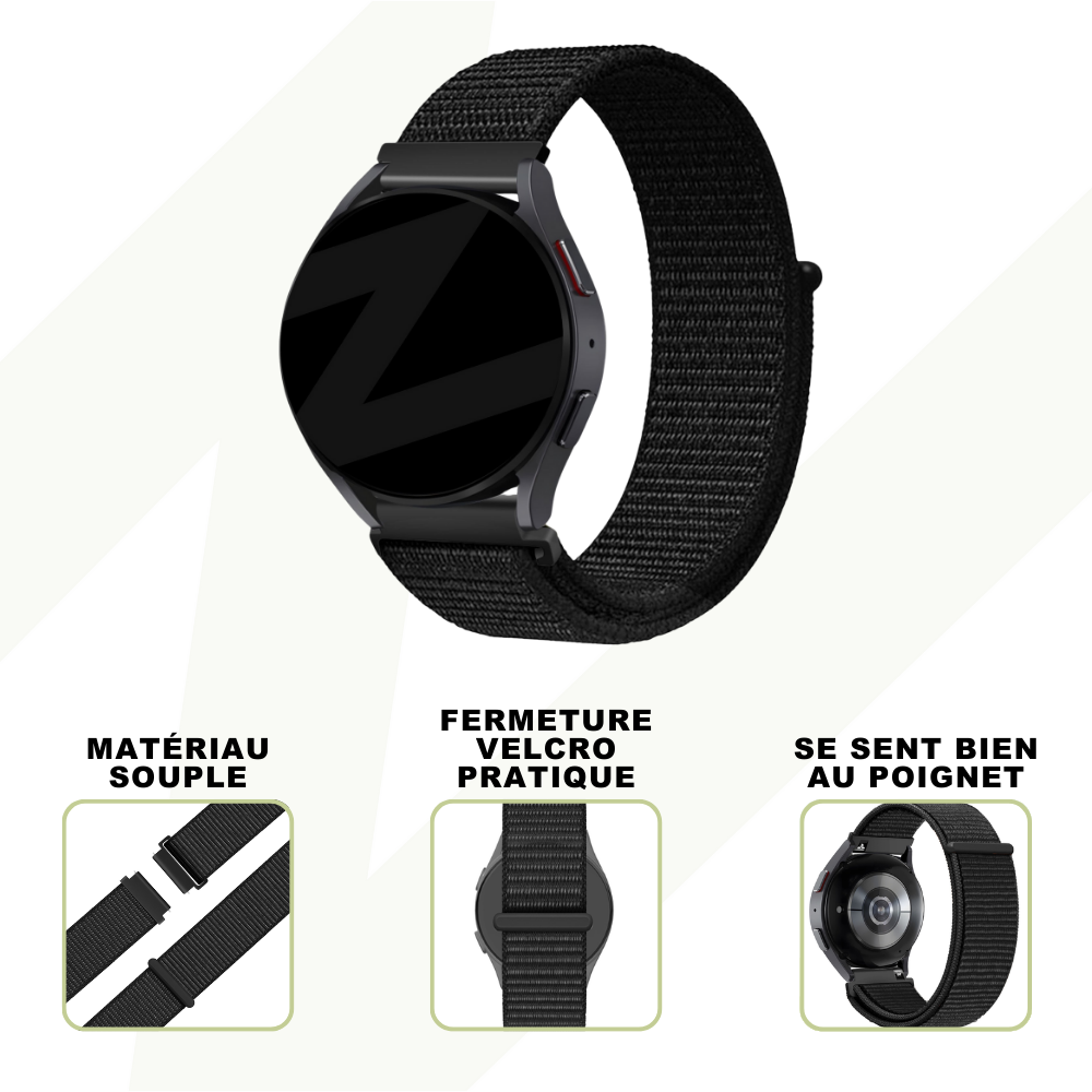 Bandz Bandz Bracelet nylon loop Samsung Gear S3 (noire)