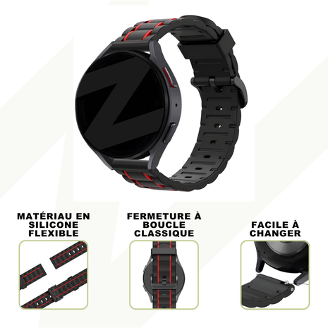 Bandz Bandz Bracelet sport rayée Huawei Watch GT 3 Pro 46mm (noir/rouge)