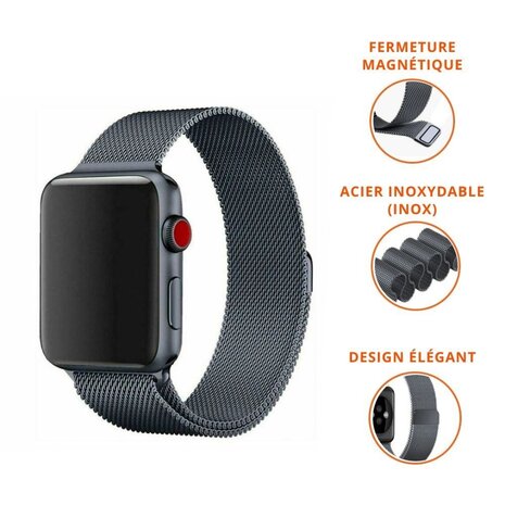 Strap-it Strap-it Bracelet milanais Apple Watch Ultra (espace gris) Strap-it Strap-it Bracelet milanais Apple Watch Ultra (espace gris)