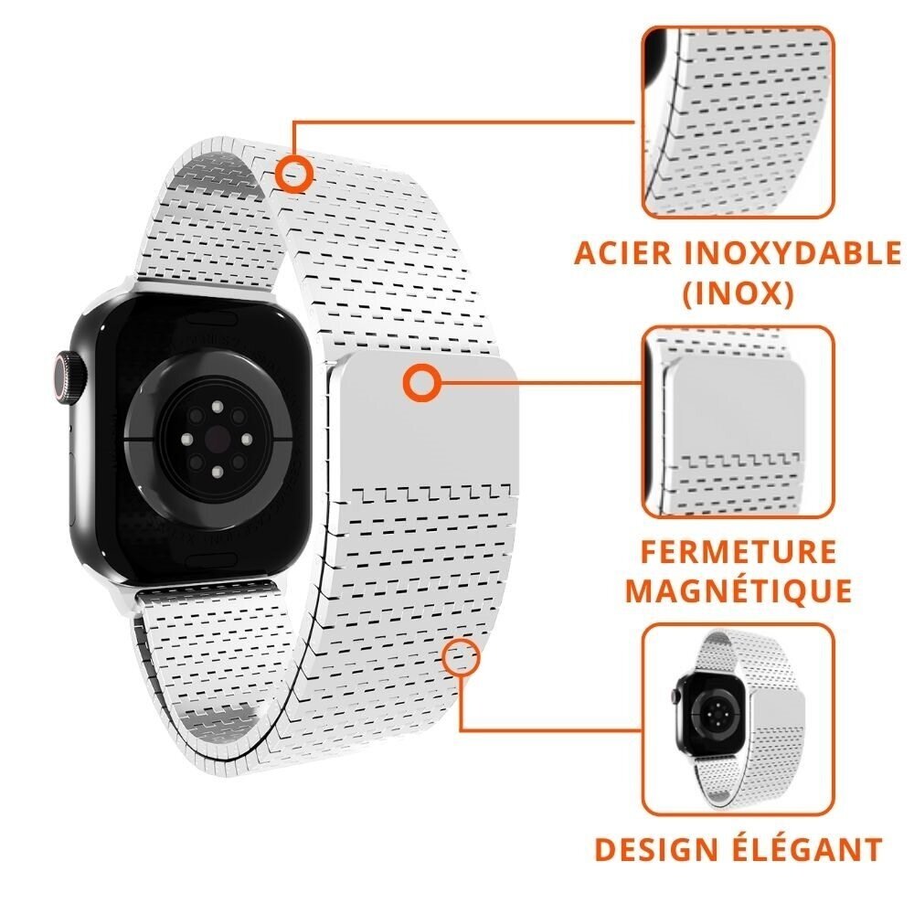 Strap-it Strap-it Bracelet maille d'acier Apple Watch (argent)