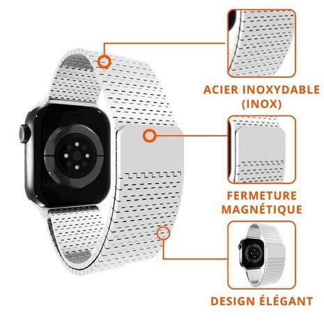 Strap-it Strap-it Bracelet maille d'acier Apple Watch (argent)