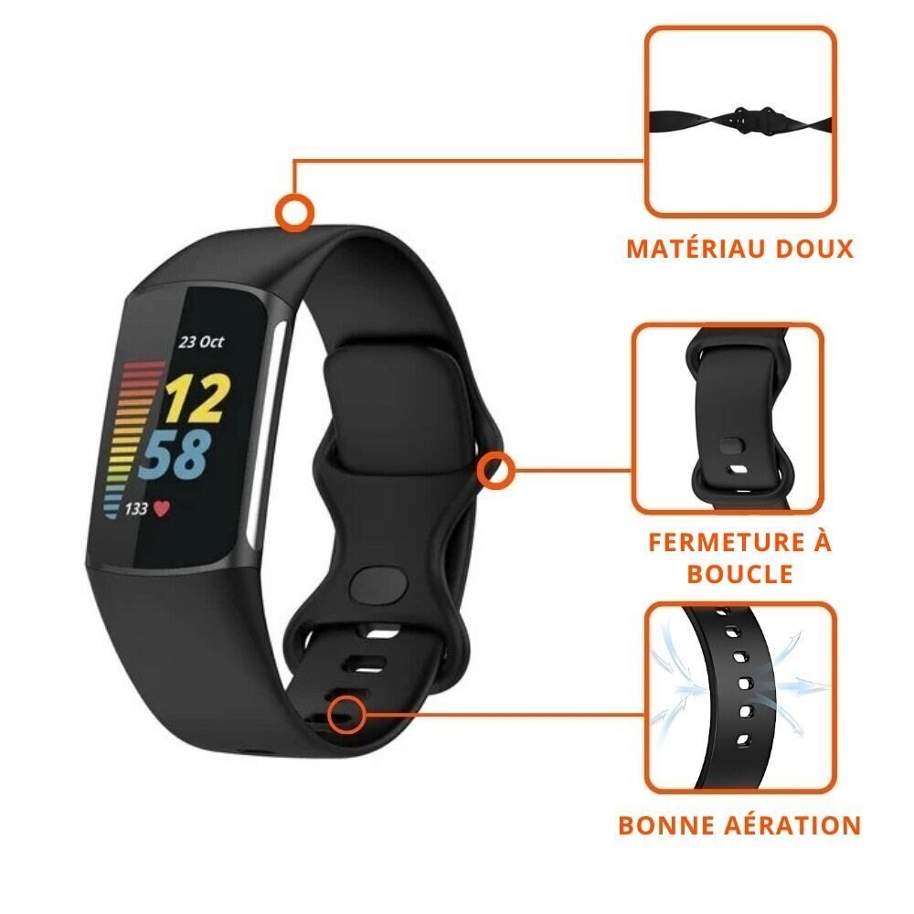 Strap-it Strap-it Bracelet silicone Fitbit Charge 5 (noir)