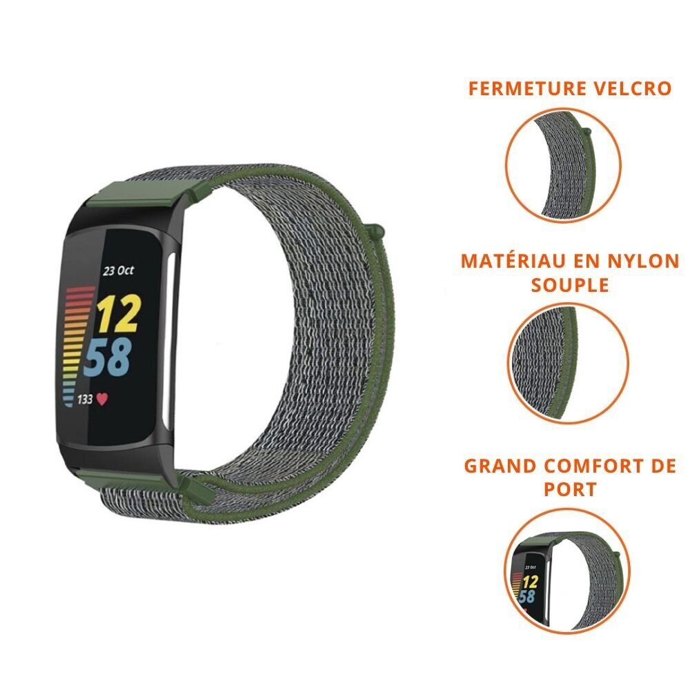 Strap-it Strap-it Bracelet nylon Fitbit Charge 5 (vert)