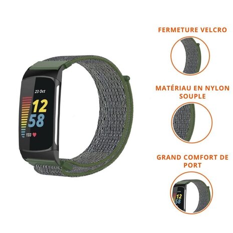 Strap-it Strap-it Bracelet nylon Fitbit Charge 5 (vert)