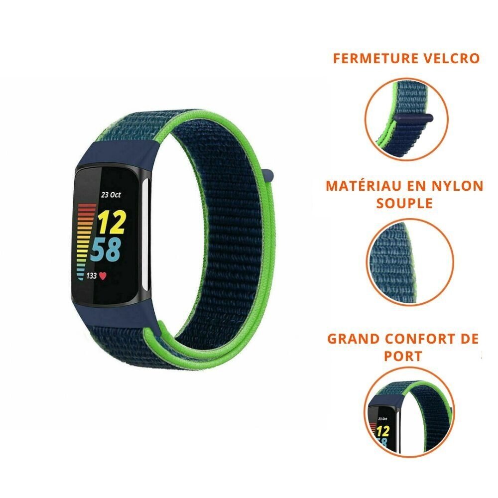 Strap-it Strap-It Bracelet nylon Fitbit Charge 5 (citron vert)
