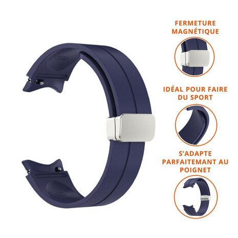 Strap-it Strap-it Bracelet sport magnétique Samsung Galaxy Watch 7 - 44mm (bleu foncé)