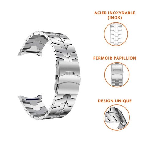 Strap-it Strap-it Bracelet acier 'fer' Samsung Galaxy Watch FE (argent)
