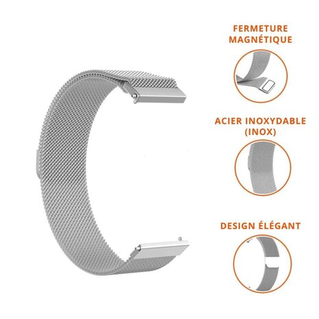 Strap-it Strap-it Bracelet Milanais Huawei Watch GT 3 Pro 46mm (argent)