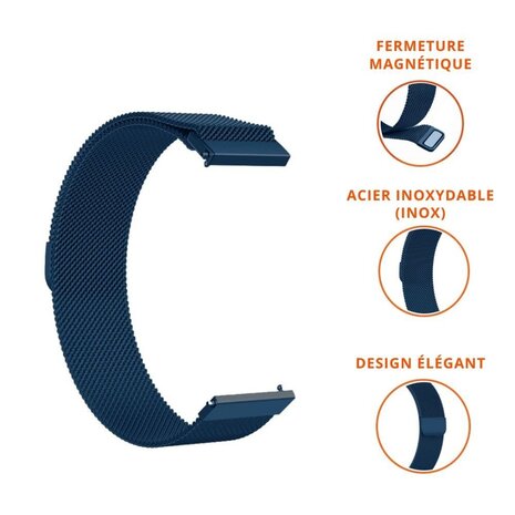 Strap-it Strap-it Bracelet Milanais Huawei Watch GT 3 Pro 46mm (bleu)