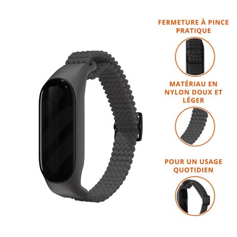 Strap-it Strap-it Bracelet tressé Xiaomi Mi Band 6 (gris foncé)