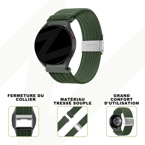 Bandz Bandz Bracelet nylon tressé Samsung Galaxy Watch 7 - 44mm (vert olive)