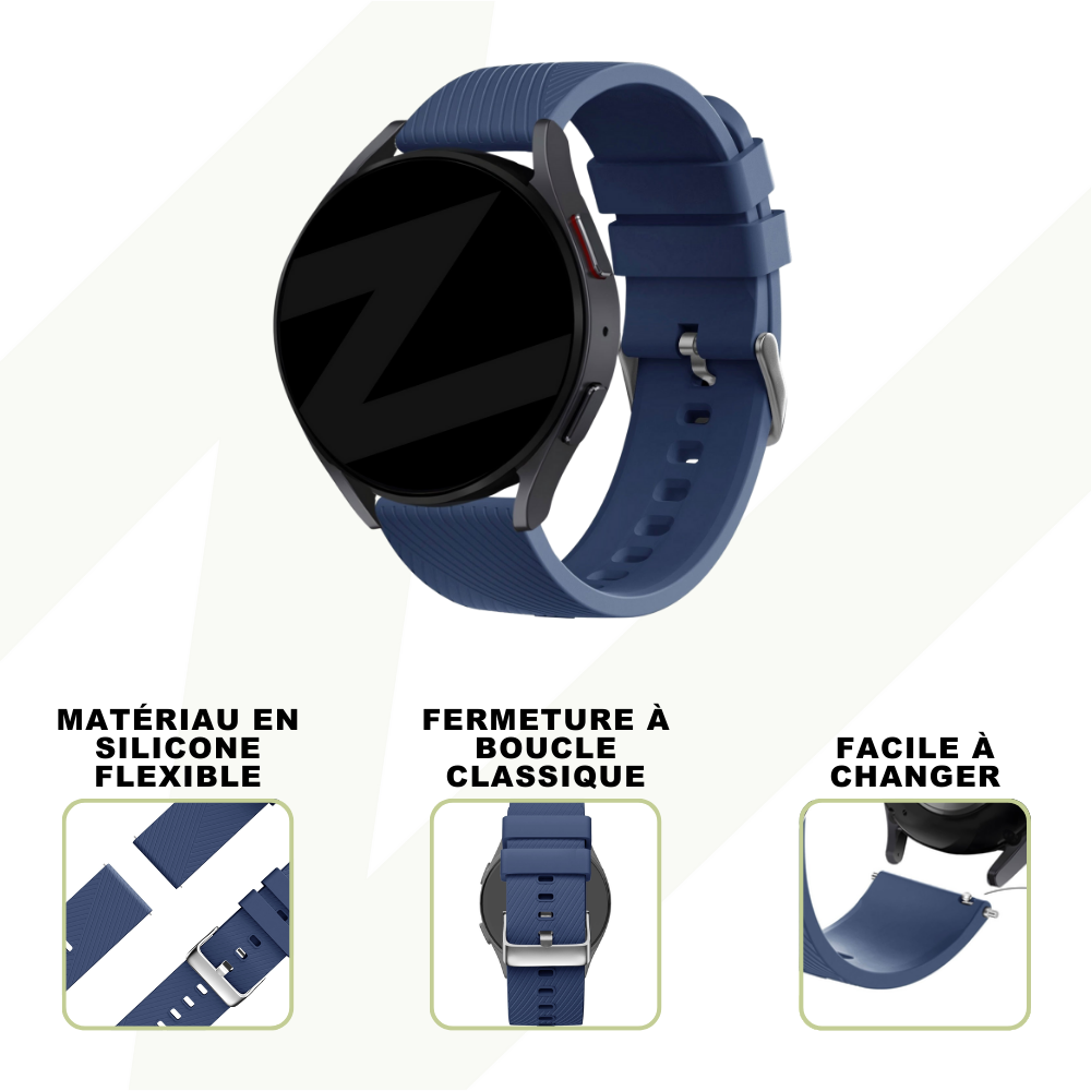 Bandz Bandz Bracelet silicone "Deluxe" Amazfit GTR 2 (bleu foncé)