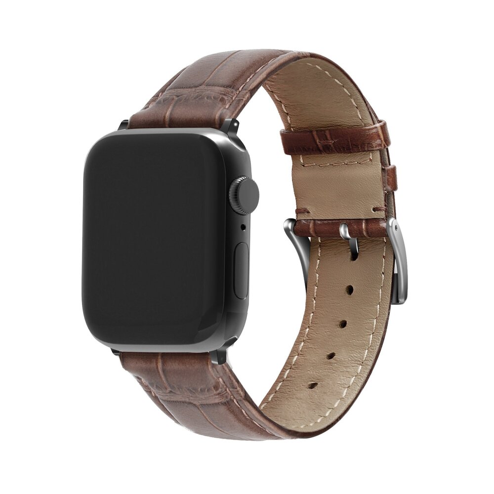 Strap-it Strap-it Bracelet cuir motif crocodile Apple Watch 38/40/41/42mm (brun) Strap-it Strap-it Bracelet cuir motif crocodile Apple Watch 38/40/41/42mm (brun)