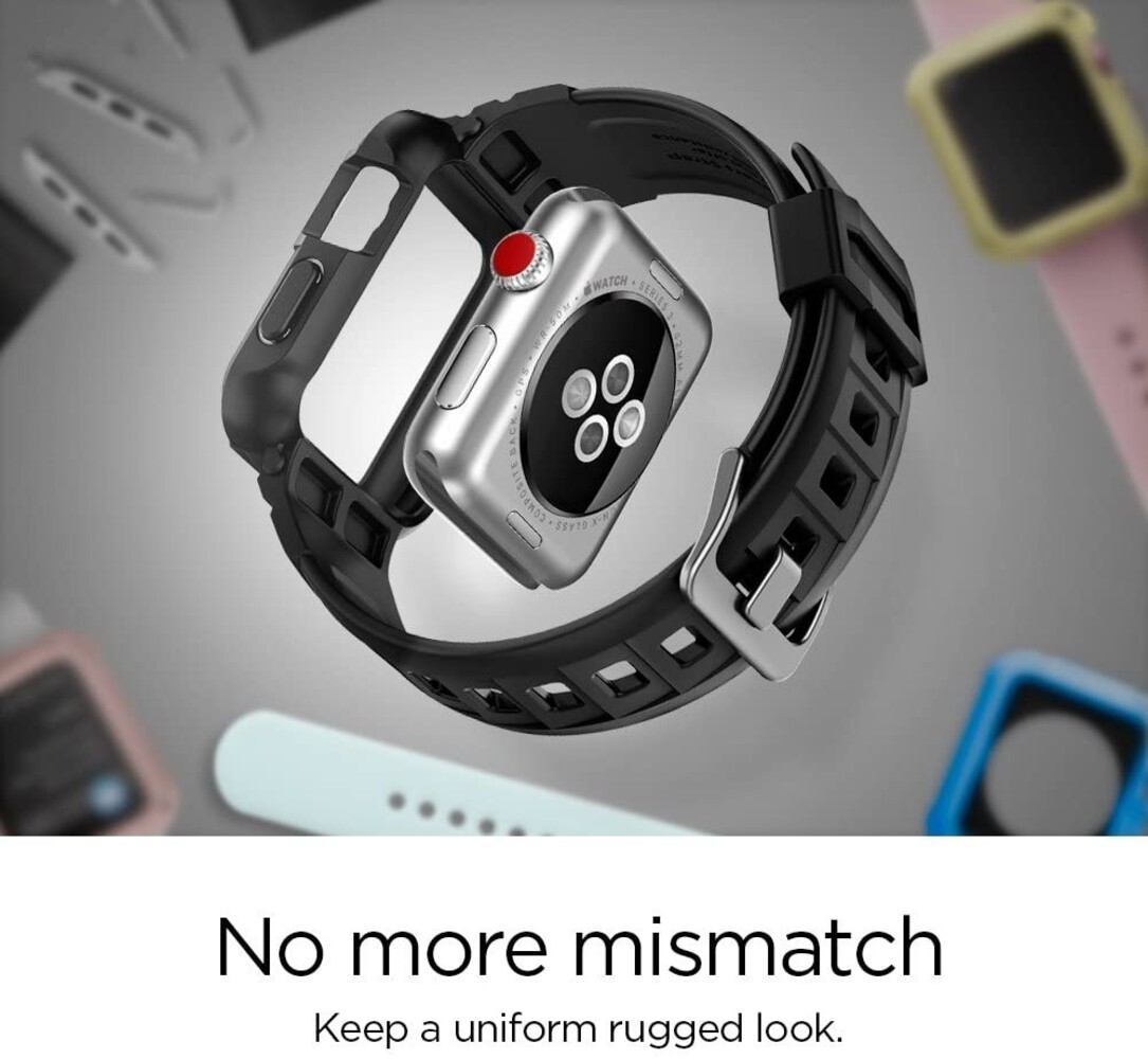 Spigen Spigen Rugged Armor Pro Apple Watch 44mm bracelet (noir) Spigen Spigen Rugged Armor Pro Apple Watch 44mm bracelet (noir)