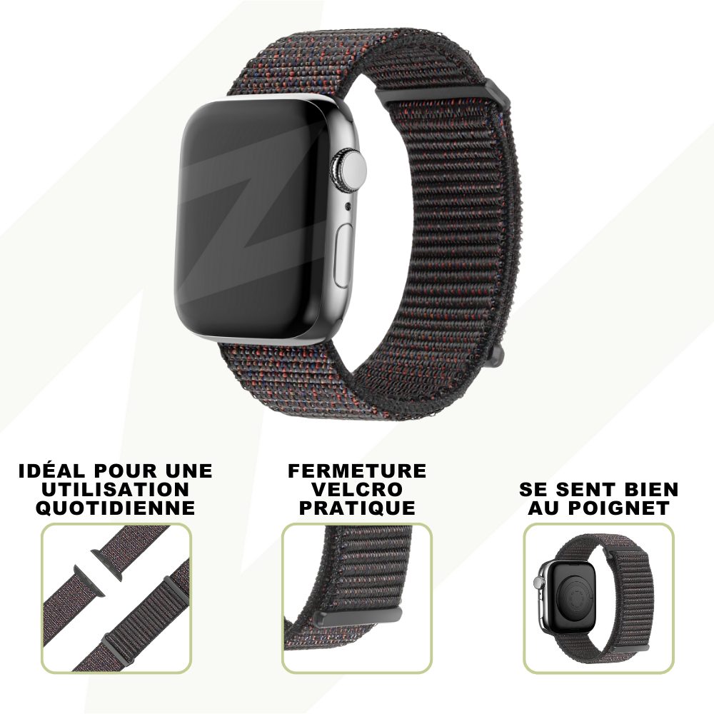 Bandz Bandz Bracelet nylon loop Apple Watch (mélange noir)