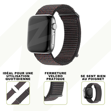 Bandz Bandz Bracelet nylon loop Apple Watch (mélange noir)