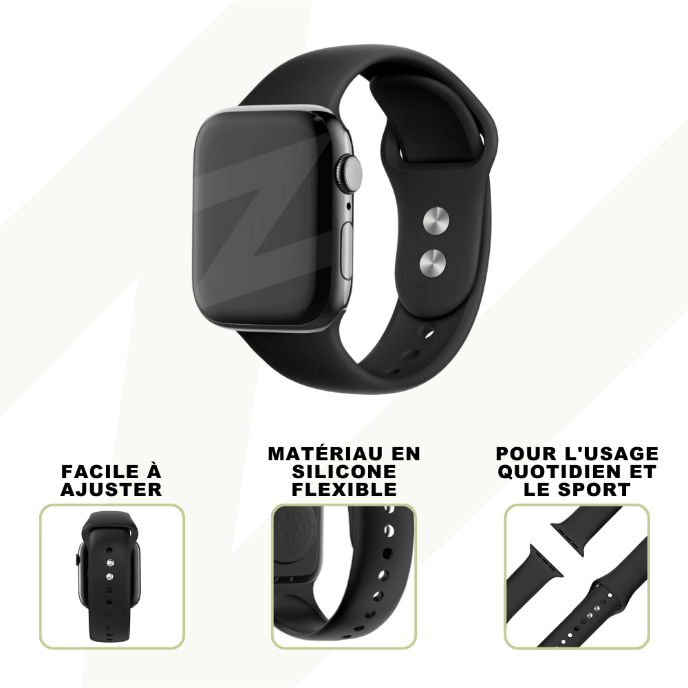 Bandz Bandz Bracelet silicone Dual Snap Apple Watch (noir)