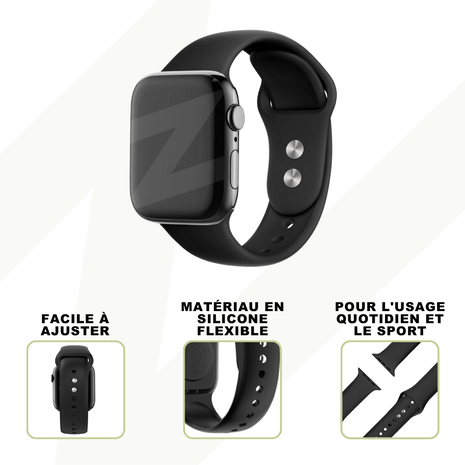 Bandz Bandz Bracelet silicone Dual Snap Apple Watch (noir)