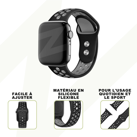 Bandz Bandz Bracelet sport Dual Snap Apple Watch (noir/gris) Bandz Bandz Bracelet sport Dual Snap Apple Watch (noir/gris)