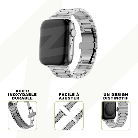 Bandz Bandz Bracelet à maillons acier Deluxe Apple Watch (argent)
