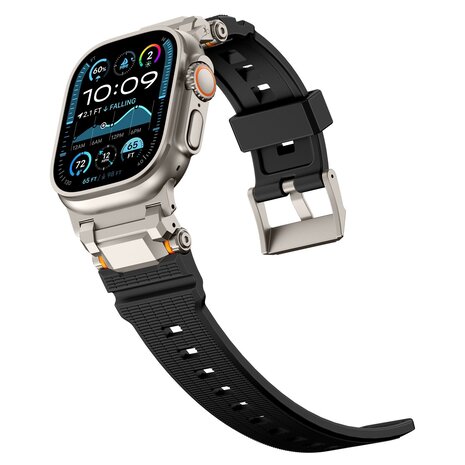 Strap-it Strap-it Bracelet silicone 'Adventurer' Apple Watch (noir avec titane)