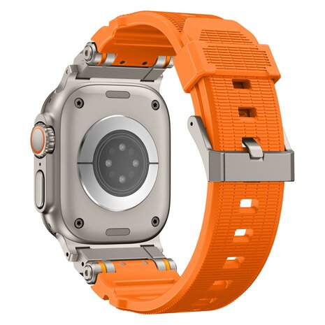 Strap-it Strap-it Bracelet silicone 'Adventurer' Apple Watch (orange avec titane)
