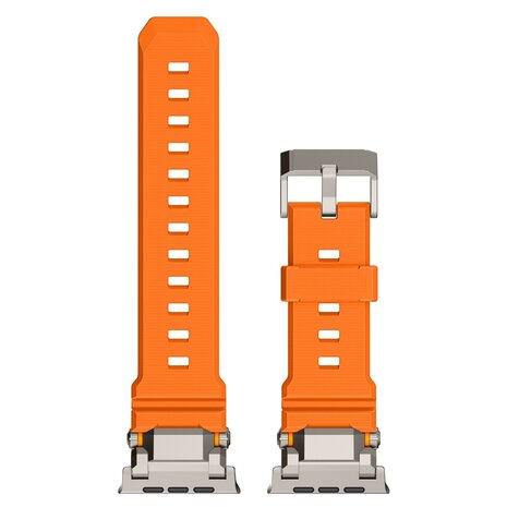 Strap-it Strap-it Bracelet silicone 'Adventurer' Apple Watch (orange avec titane)