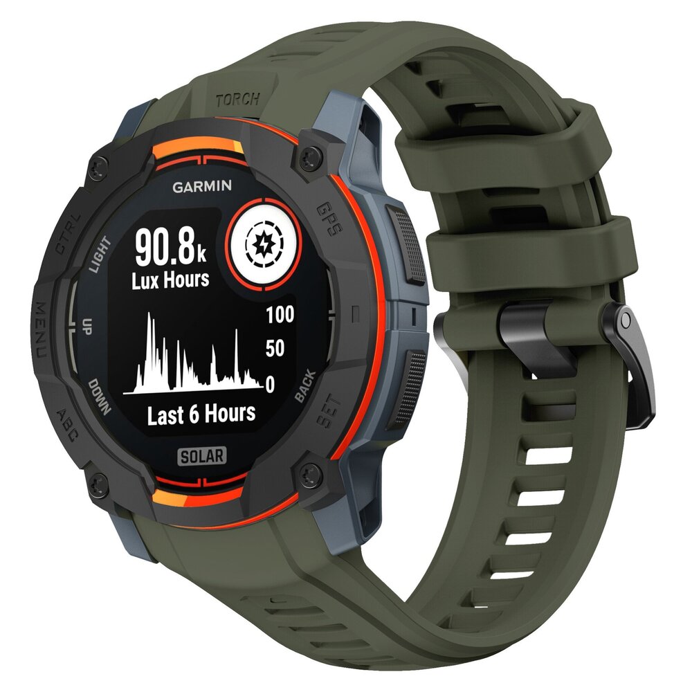 Strap-it Strap-it Bracelet silicone 'perfect fit' Garmin Instinct 3 - 50mm (vert armée)