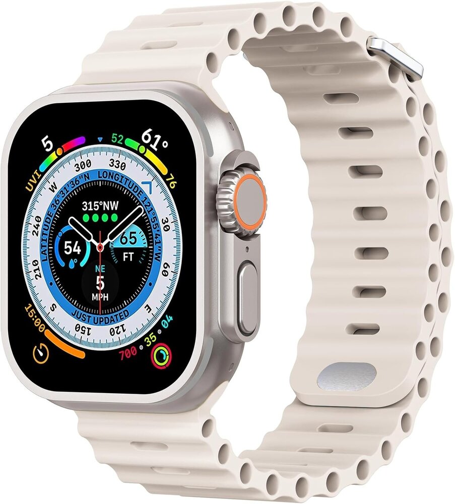 Strap-it Strap-it Bracelet Ocean Apple Watch avec fermeture à pression (lumière stellaire) Strap-it Strap-it Bracelet Ocean Apple Watch avec fermeture à pression (lumière stellaire)
