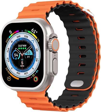 Strap-it Strap-it Bracelet Ocean Apple Watch avec fermeture à pression (orange/noir)
