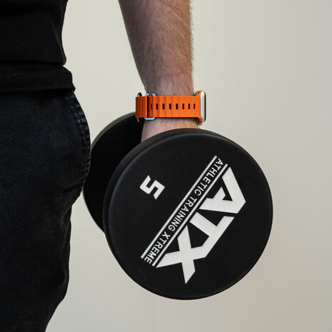 Strap-it Strap-it Bracelet Ocean Apple Watch avec fermeture à pression (orange/noir)