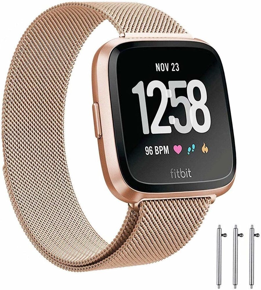 Strap-it Strap-it Bracelet Milanais Fitbit Versa (or rose)