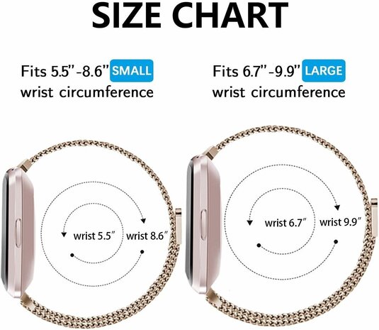 Strap-it Strap-it Bracelet Milanais Fitbit Versa (or rose)